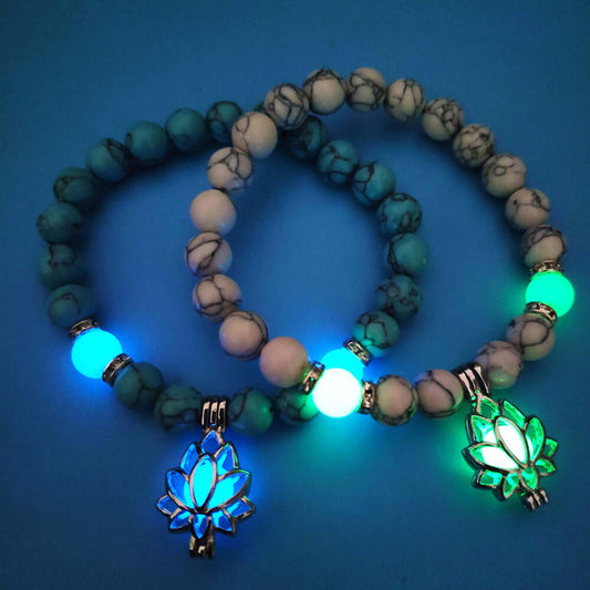 Energy Luminous Lotus Natural Stone Bracelet Yoga Healing – turquoise and glowing lotus flower bracelets | Shop Name