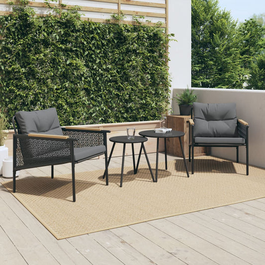 4-piece balcony furniture set with cushions, garden bench