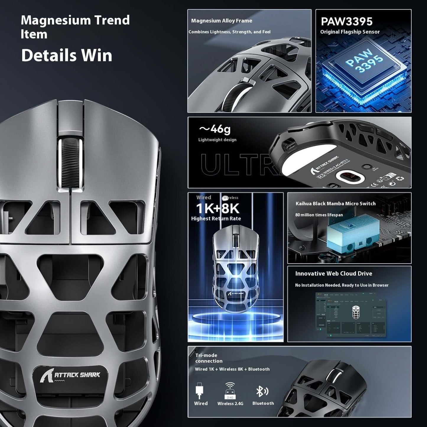 Wireless Bluetooth Three Touch Mouse Game Office Computer Notebook Universal